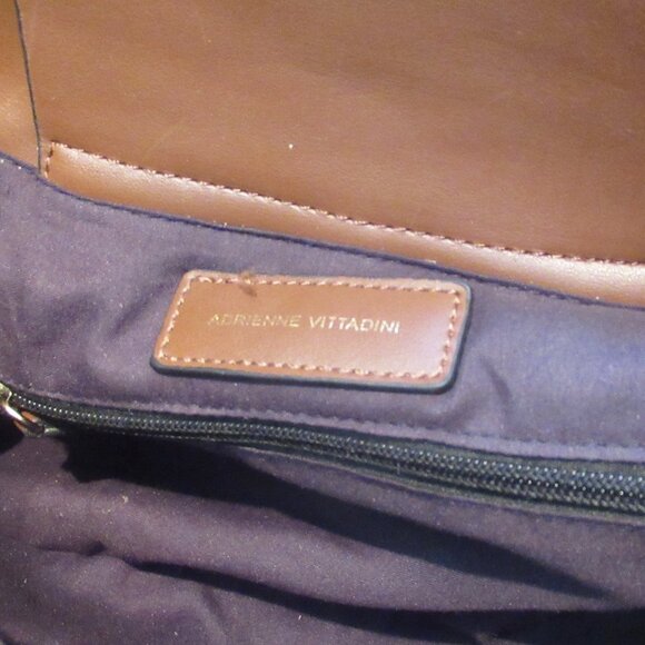 Adriennne Vittadeni, handbag, Faux Leather, Brown & Black, Gold accents, lined. - Picture 10 of 15